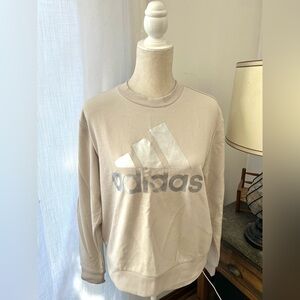 NWOT Adidas Crewneck Sweatshirt in Beige with Silver Logo